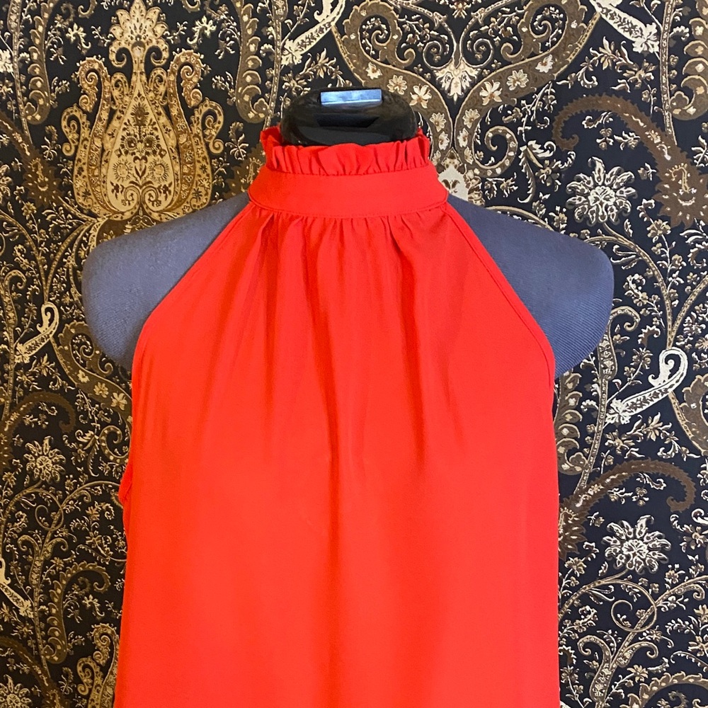 ❤️ Beautiful Red Ruffle Mock Neck Blouse Tank M